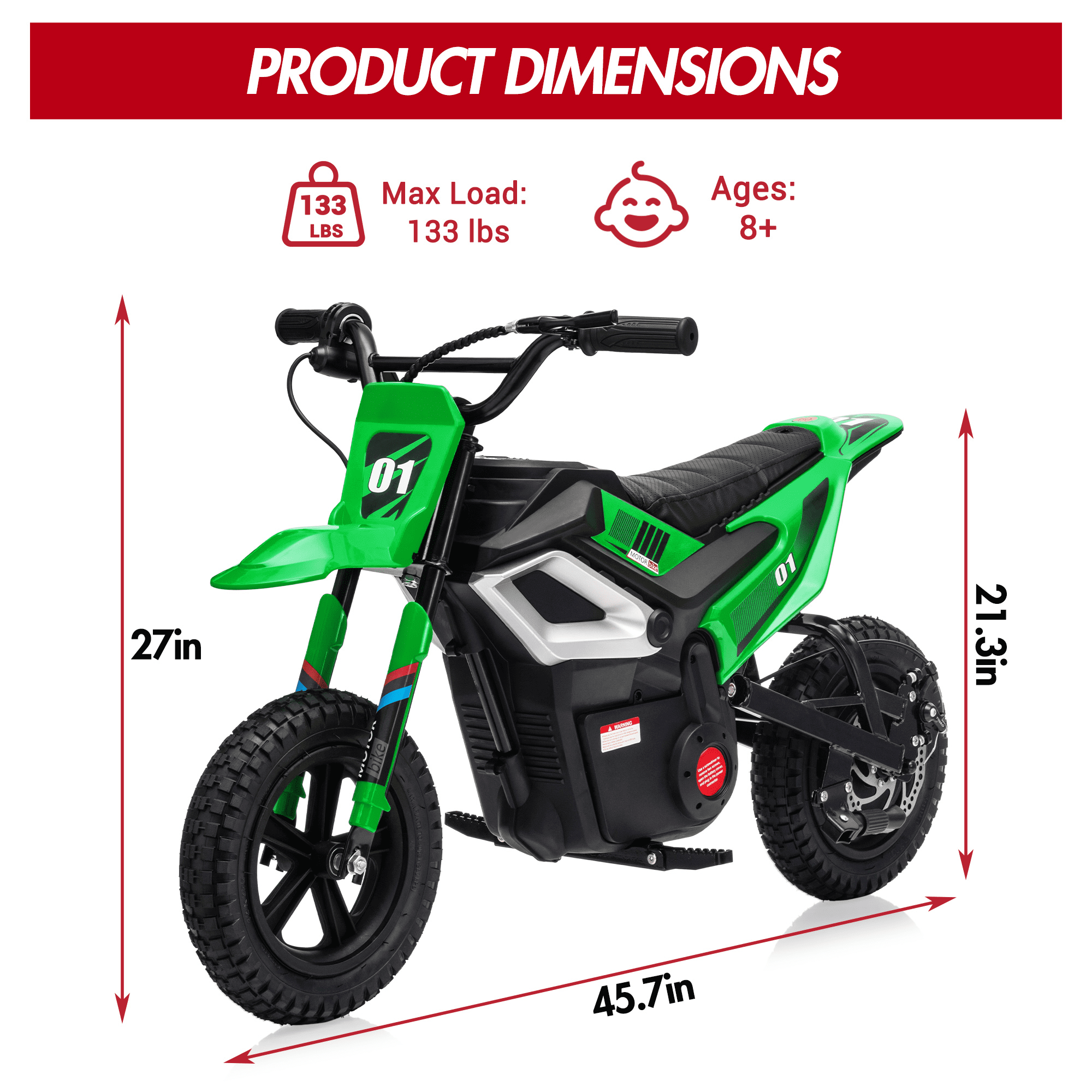 24V Electric Dirt Bike for Teens,350W Brushless Motor, 14 MPH & 35-Mile Range | Hydraulic Brakes & Spring Suspension, 130lbs Load, Off-Road Motorcycle