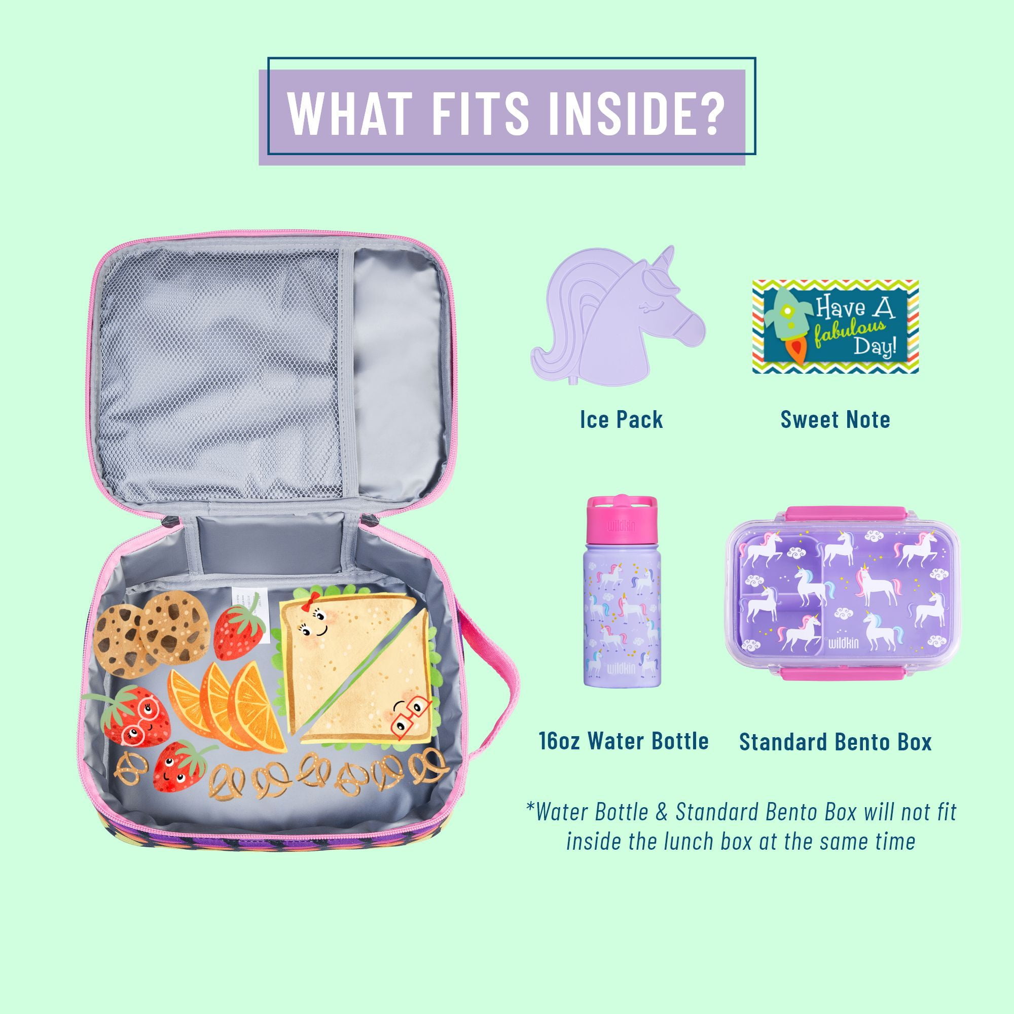 Wildkin Kids Recycled Eco Lunch Bag for Boys and Girls (Rainbow Hearts)