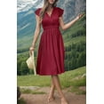 thumbnail image 6 of Women's Flutter Sleeve Tied Smocked Waist Dress 100% Polyester Lightweight Chic Everyday Wear Perfect for Summer, 6 of 17