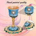 thumbnail image 3 of Matashi Hand-Painted Enamel Kiddush Cup Set with Tray – 5" Tall, Star of David Design, Embellished with High-Quality Crystals, 3 of 8