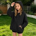 thumbnail image 4 of BXJX Girls Hoodies, Warm Front Pockets Long Sleeve Half Button Fall Pullover Sweatshirts Black Size 4-5 T, 4 of 6