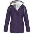 thumbnail image 1 of Chaqueta de esquí impermeable Honeeladyy para mujer, abrigo de invierno, cortavientos, forro polar, capucha desmontable, para nieve, senderismo, exteriores, color morado, XXXL, 1 of 6
