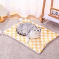 thumbnail image 4 of Fasiaou Checkered Dog Blanket, Jacquard Sherpa Blankets for Small Dog and Cats, Cute Aesthetic Style Fluffy Fleece Pets Blanket for Couch Protection Washable,Yellow, 4 of 6