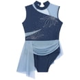 thumbnail image 4 of Alvivi Kids Girls Sparkle Rhinestone Gymnastics Leotards Lyrical Dance Dress Performance Costume Navy Blue 6, 4 of 6