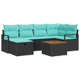 thumbnail image 2 of vidaXL 7 Piece Garden Sofa Set with Cushions Black Poly Rattan, 2 of 5