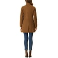 thumbnail image 3 of MODA NOVA Juniors Winter Stand Collar Long Sleeve Single Breasted Long Overcoat, 3 of 5