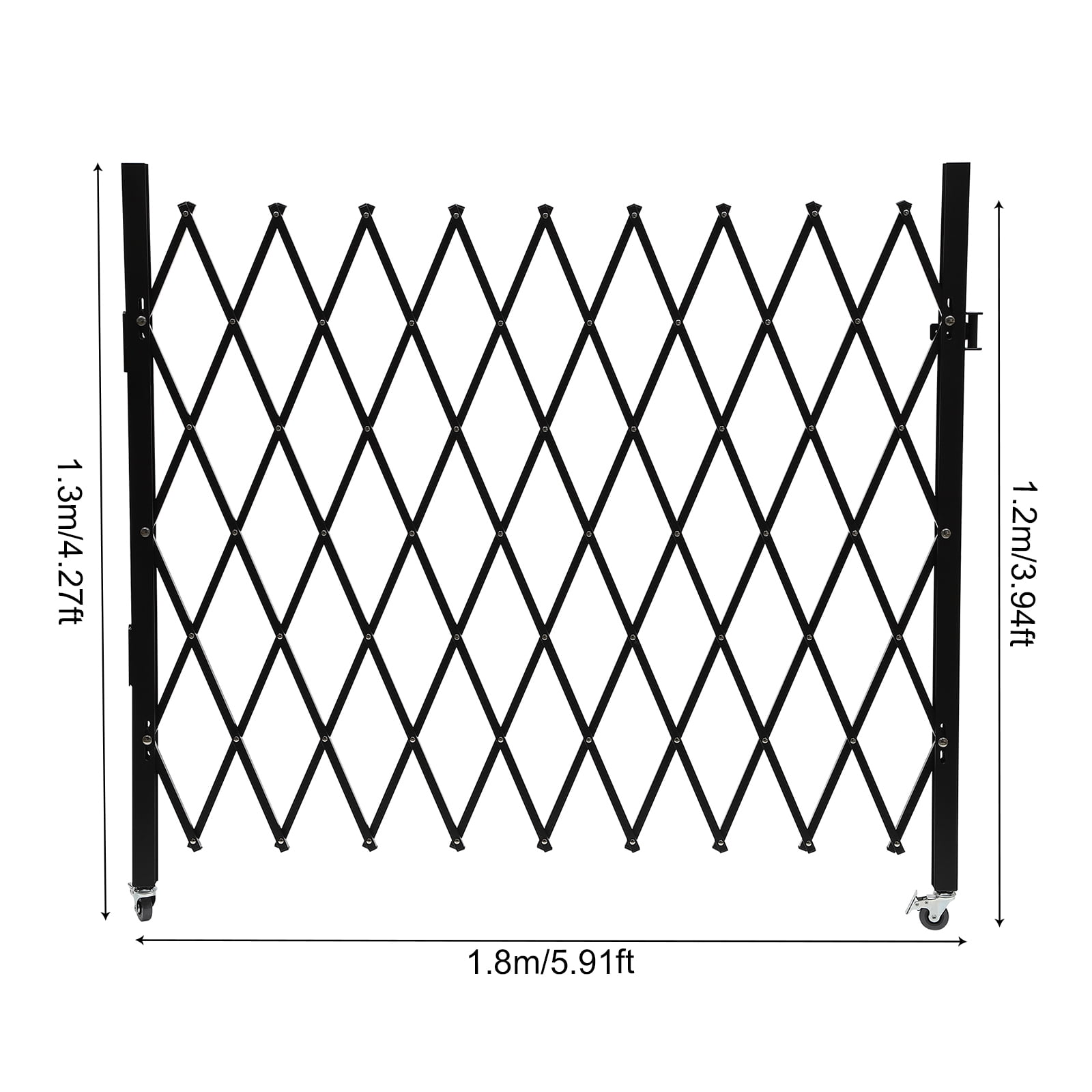 Wildnix Folding Security Gate, Expandable Iron & Aluminum Alloy, Wall Mount, Safety Lock Design, &nbsp; Wheels for Easy Movement & Fixation