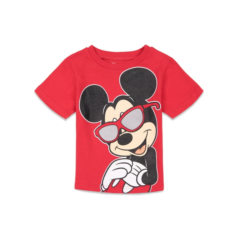 Disney Mickey Mouse Little Boys Graphic T Shirt Shorts Gray Red 6