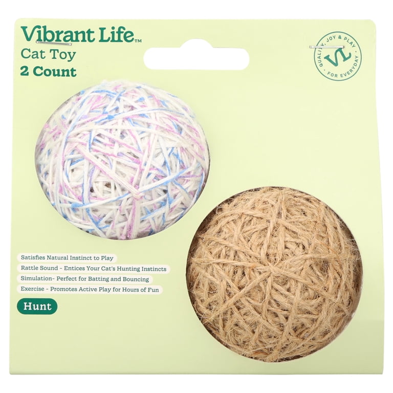 Vibrant Life Yarn Ball Cat Toy with Rattle, 2 Pack photo 6