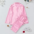 thumbnail image 7 of Lovskoo Family Satin Christmas Pajamas Sets Solid Silk Button Down Shirt and Pants Matching Sets Soft Sleepwear for Family 2025 for Kids Pink, 7 of 7