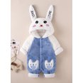 thumbnail image 2 of Diconna Infant Baby Fuzzy Bunny Costume Long Sleeve Hood Coat Button Down Warm Rabbit Romper, 2 of 4