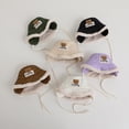 thumbnail image 4 of Gorro de pescador con rombos para niños, cálido, para bebés, para otoño e invierno, con protección para los oídos, estilo coreano, acolchado, versátil, 4 of 6