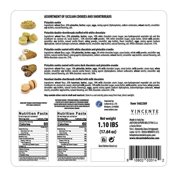 Vincente Pistachio Cookies Variety, 17.64 Ounce