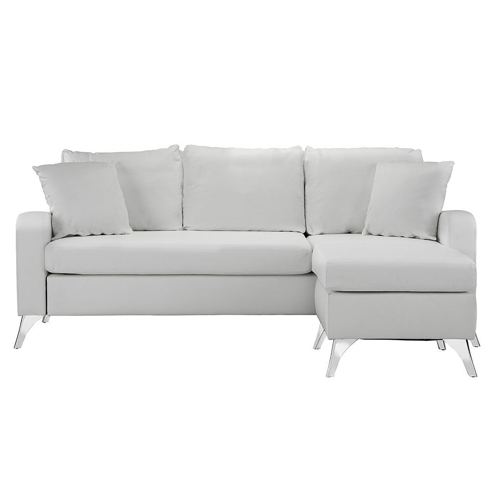 Bonded Leather Sectional Sofa Small Space Configurable Couch White Walmart Com Walmart Com