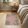 thumbnail image 3 of ODIKA 2'x3' Dusty Pink Botanical Trellis With Palm Washable Throw Rug Geometric Lattice Design Featuring Tropical Foliage Blooms Ferns for Hallway, Study Room, Non-Slip Low Profile, Flatwoven, 3 of 7
