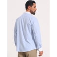 thumbnail image 3 of DARING DIVA Men's Striped Button Down Long Sleeve Stretch Shirts L Blue, 3 of 7