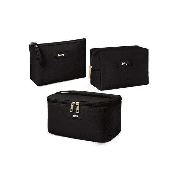 3pcs Cosmetiquera Neceser Estuches De Maquillaje Bolsa Belug Negro