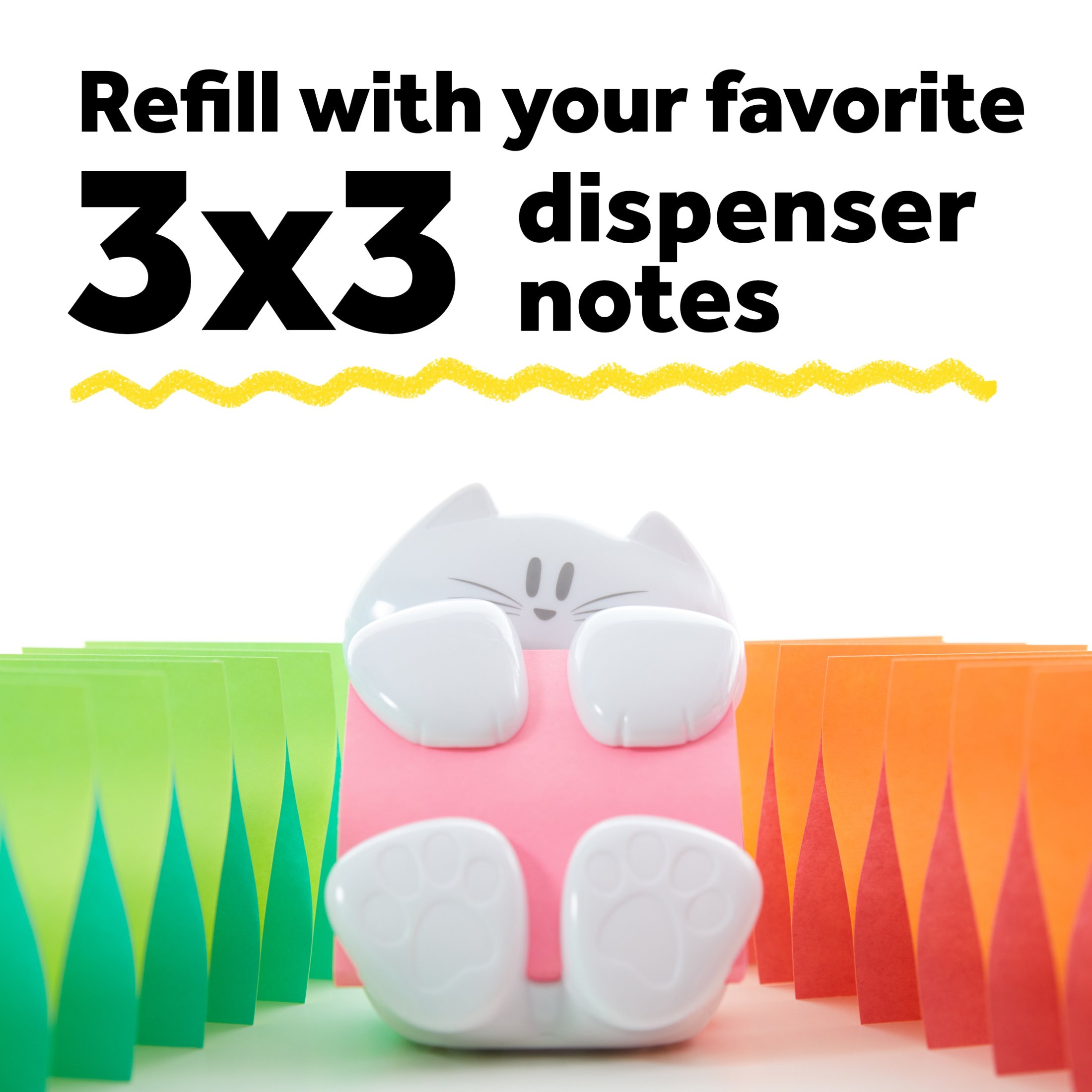Post-it Note Dispenser, Cat Design, Pink Notes photo 4