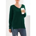 thumbnail image 5 of MLANM Women's V-Neck Pullover Sweaters Side Split Tunic Sweatshirt Casual Long Sleeve Knit tops, M Dark Green, 5 of 6