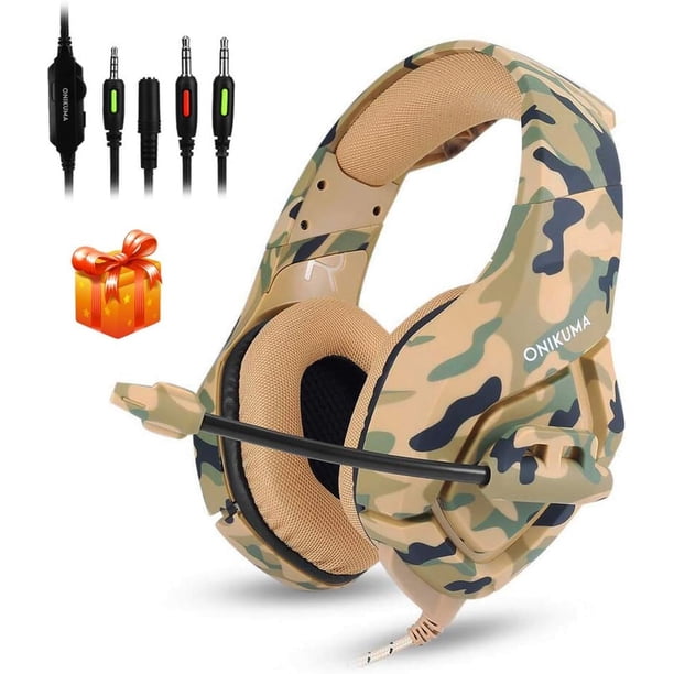 Auriculares para juegos PS4, compatibles con Xbox One, Nintendo Switch, auriculares estéreo con cancelación de ruido ONIKUMA K1 con micrófono, control de volumen para PC, teléfono, con