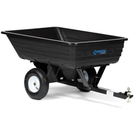 Titan Attachments 400 LB (10 Cu. Ft.) Economy Poly Dump Cart for Lawn Tractor