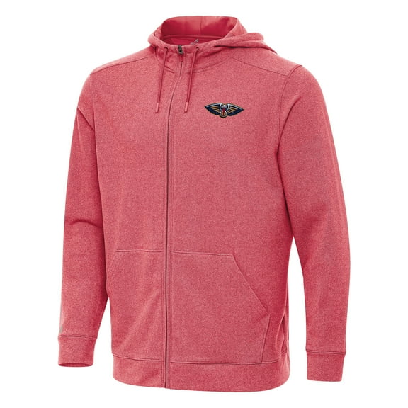 Men's Antigua Heather Red New Orleans Pelicans Effortless Full-Zip Hoodie Jacket