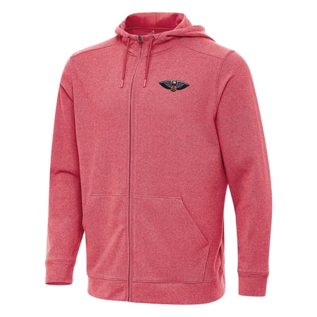 Men s Antigua Heather Red New Orleans Pelicans Effortless Full-Zip Hoodie Jacket