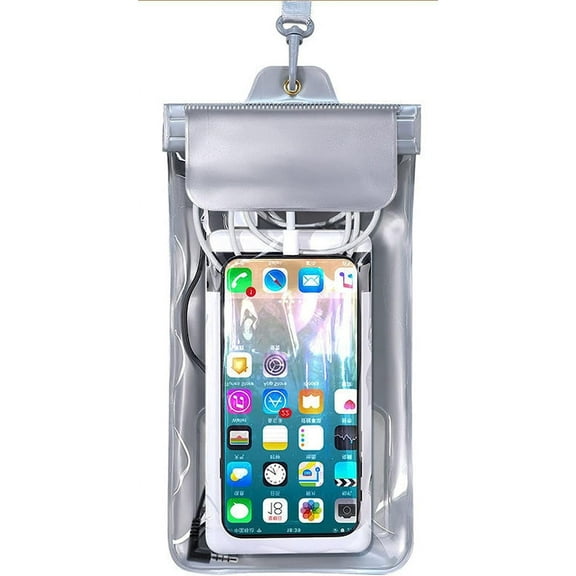 Large Waterproof Phone Pouch/Case, Universal Waterproof Cell Phone Dry Bag with Lanyard Cellphone Ip8x Diving Up to 7.5" Dry Pouch for Swimming Rafting Boating (Color : Silver)
