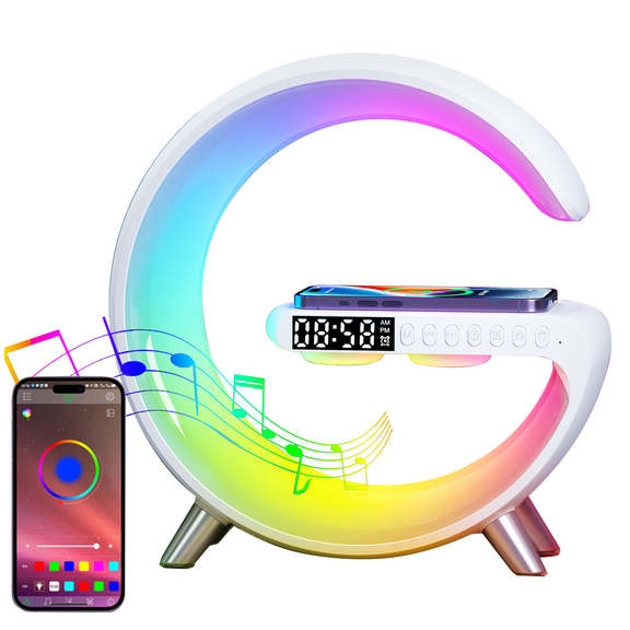 New Smart Table Lamp,Bluetooth Speaker Wireless ChargerMusic Clock Alarm Key And APP ControlDimmable Night Light Touch lamp with Music SyncXmas Best Gift