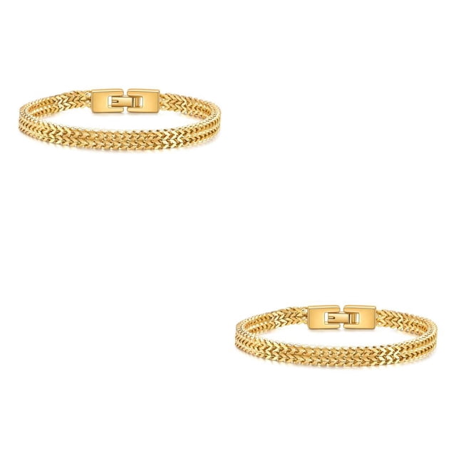 Cadena de mano Minnieouse Acero de Titanio doble capa Oro 19CM 21CM 2piezas