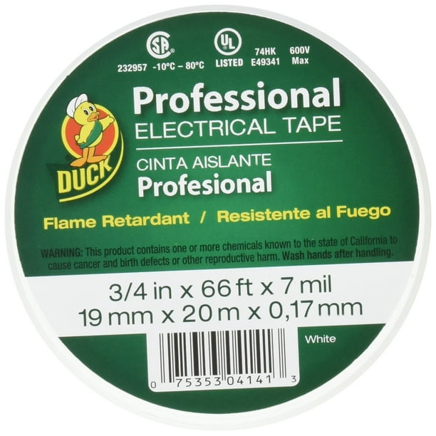Cinta aislante Duck Professional Grade 19 mm x 20 m, color blanco