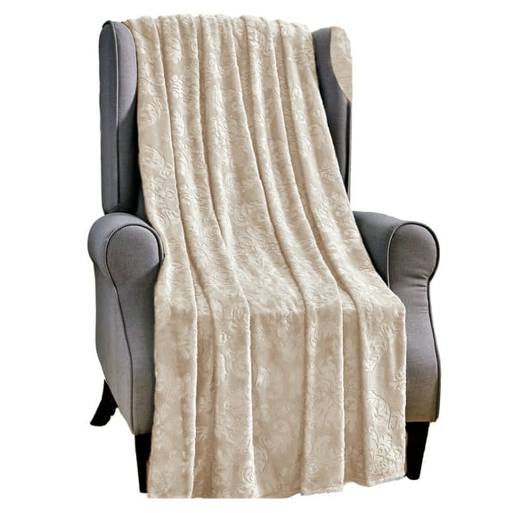 Plazatex Versailles Embossed Decorative Super Soft Throw Blanket for Sleep/Decor 2 Pack 50" x 60" Taupe