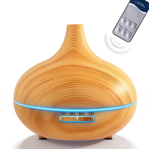 Essential Oil Diffuser,500ml Large Aroma Humidifier Air Diffuser with Remote Control,4 Timer Settings 7 Colors LED Light,Waterless Auto Shut-off for Home Office