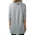 thumbnail image 3 of Hymorin Solid Color Women Wide Waist Buttons Cross V Neck Long Sleeve T-Shirts, 3 of 3