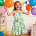 thumbnail image 4 of Girls' Dress 3-12Y Spaghetti Strap Round Neck Floral Print Polyester for Daily Casual Wear Green 3-4 Years, 4 of 9