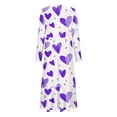 thumbnail image 4 of Jinhomg Flowy Holiday Dress for Women Cute Valentine's Day Heart Print Maxi Dress Casual Comfy Long Sleeve Crew Neck Tiered Dresses with Pockets Spring Saving Purple L, 4 of 5
