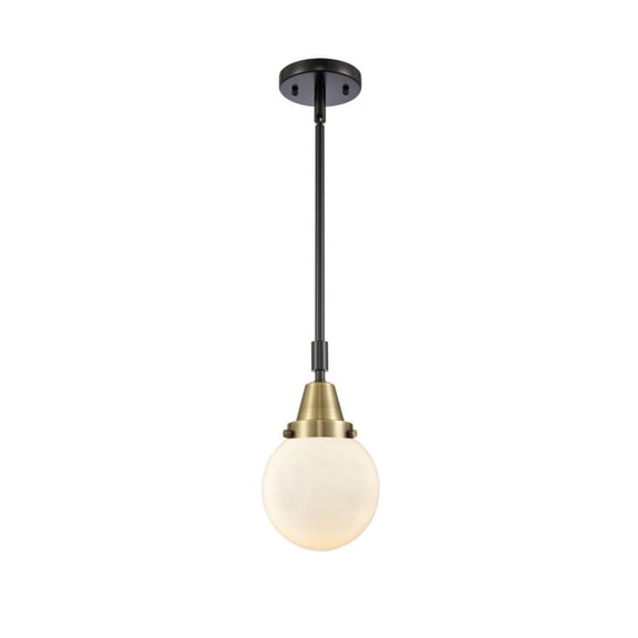 447-1S-BAB-G201-6 Innovations Lighting Beacon - 1 Light Stem Hung Mini Pendant-10.63 Inch Tall and 6 Inch Wide-Black Antique Brass Finish-Matte White
