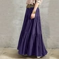 thumbnail image 5 of Fgnfyis Women's Spring Summer Casual High Waist Linen Solid Pleated Loose Swing Half Length Skirt Flowy Midi Skirt Purple XXXL, 5 of 5