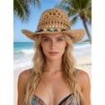 thumbnail image 3 of Deago Straw Cowboy Hat for Women and Men Western Cowgirl Hat with Shapeable Wide Brim Hollow Out Summer Beach Sun Hats (Coffee), 3 of 8