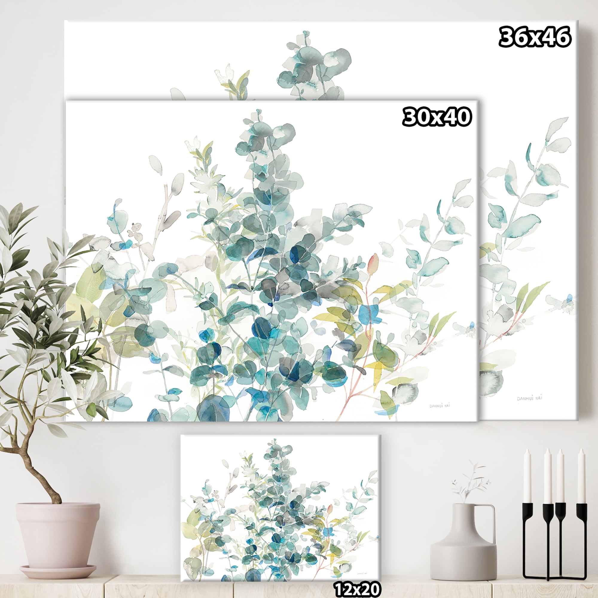 Designart 'Eucalyptus Natural Element' Farmhouse Canvas Art