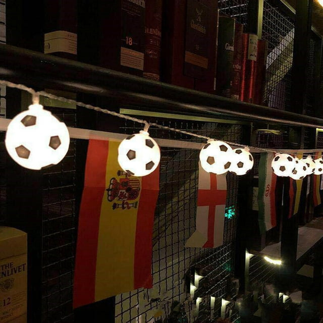 Luces de cadena de fútbol LED de color blanco cálido para decoración temática de bar
