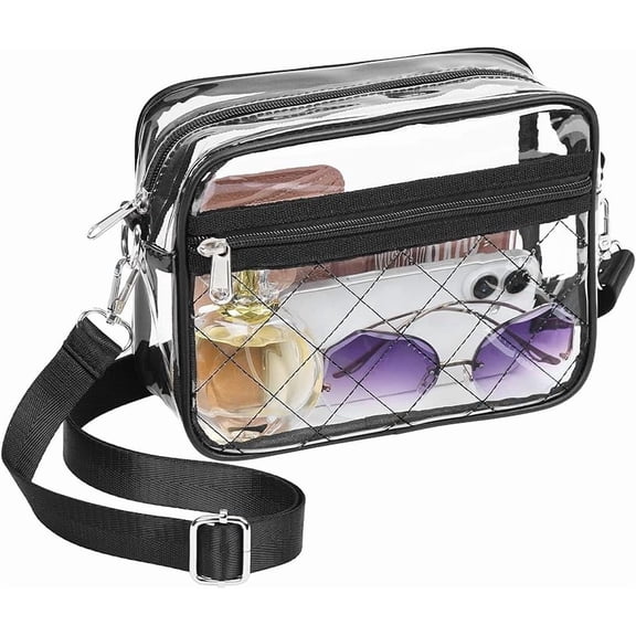 Clear Crossbody Bag Stadium Approved, Small Clear Purse for Women Stadium Crossbody for Events Sports Outfits