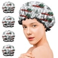 thumbnail image 7 of Shower Caps,Red Christmas Truck and Tree Pattern Waterproof Shower Cap for Women 4 Pieces,Double Reusable Hair Cover for Shower PEVA Elastic Stretch Hem, 7 of 7
