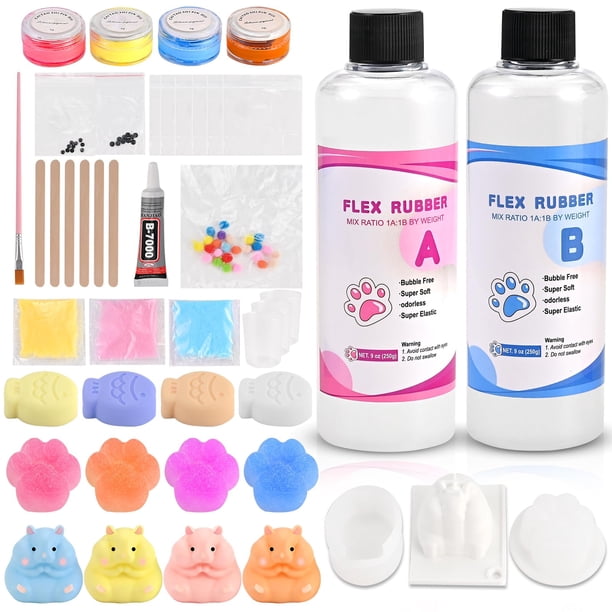 Kit para hacer Squishy Faburo Taba con 41 piezas y 500 ml de silicona