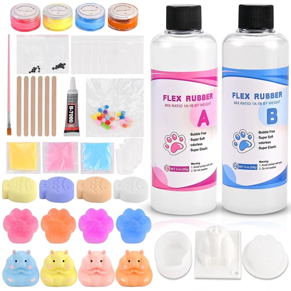Kit para hacer Squishy Faburo Taba con 41 piezas y 500 ml de silicona