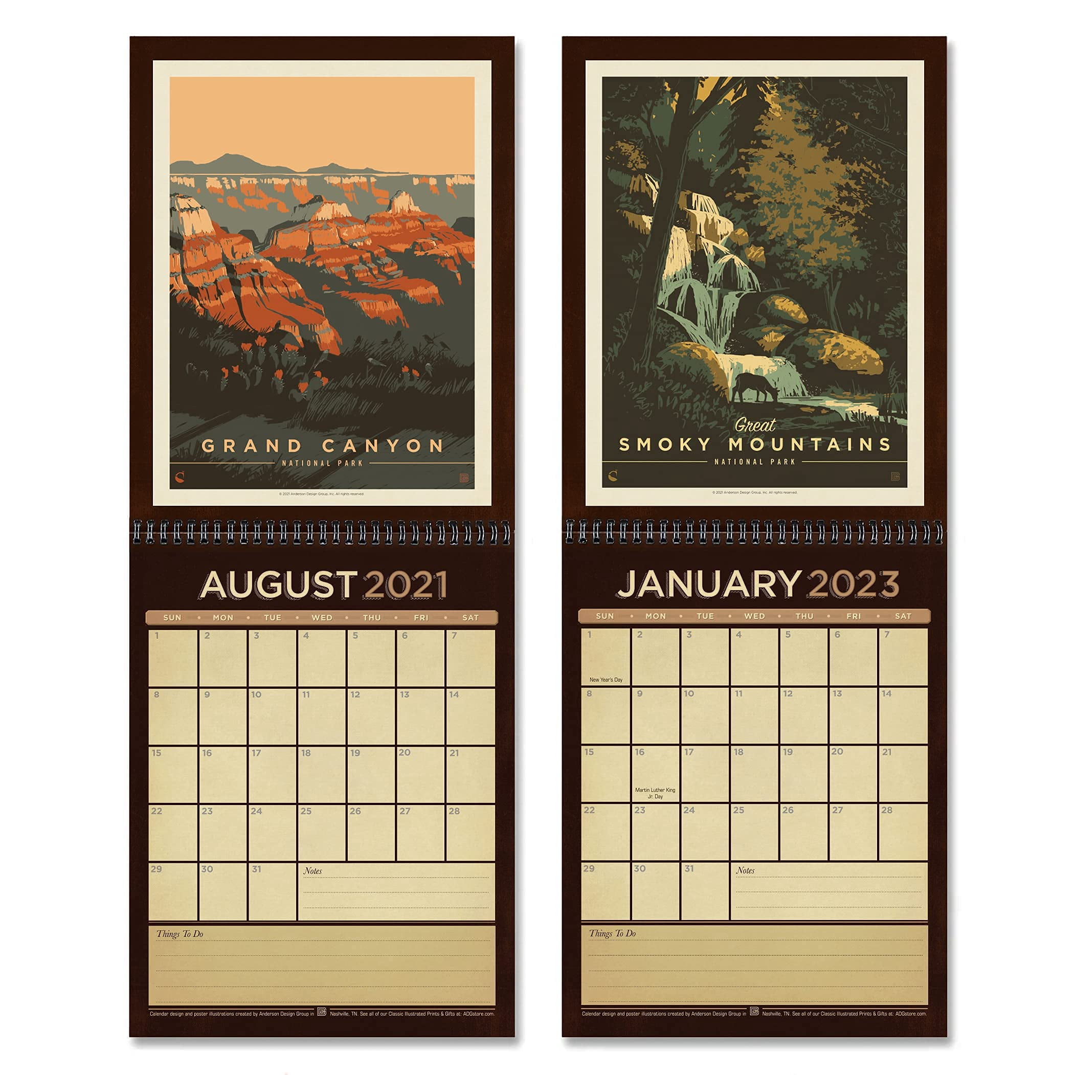 Americanflat 18 Month Wall Calendar - August 2021 to January 2023 - Large Format with 10" x 26"