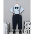 thumbnail image 6 of ZOEREA Toddler Baby Boy Clothes Suit Gentleman Wedding Outfits, Formal Dress Shirt with Bowtie + Suspender Pants 1-5 Years, 6 of 14