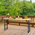 thumbnail image 3 of Topbuy Table de Pique-Nique Pliant pour Patio en Bois Table à Manger Portable Hauteur Ajustable, 3 of 6