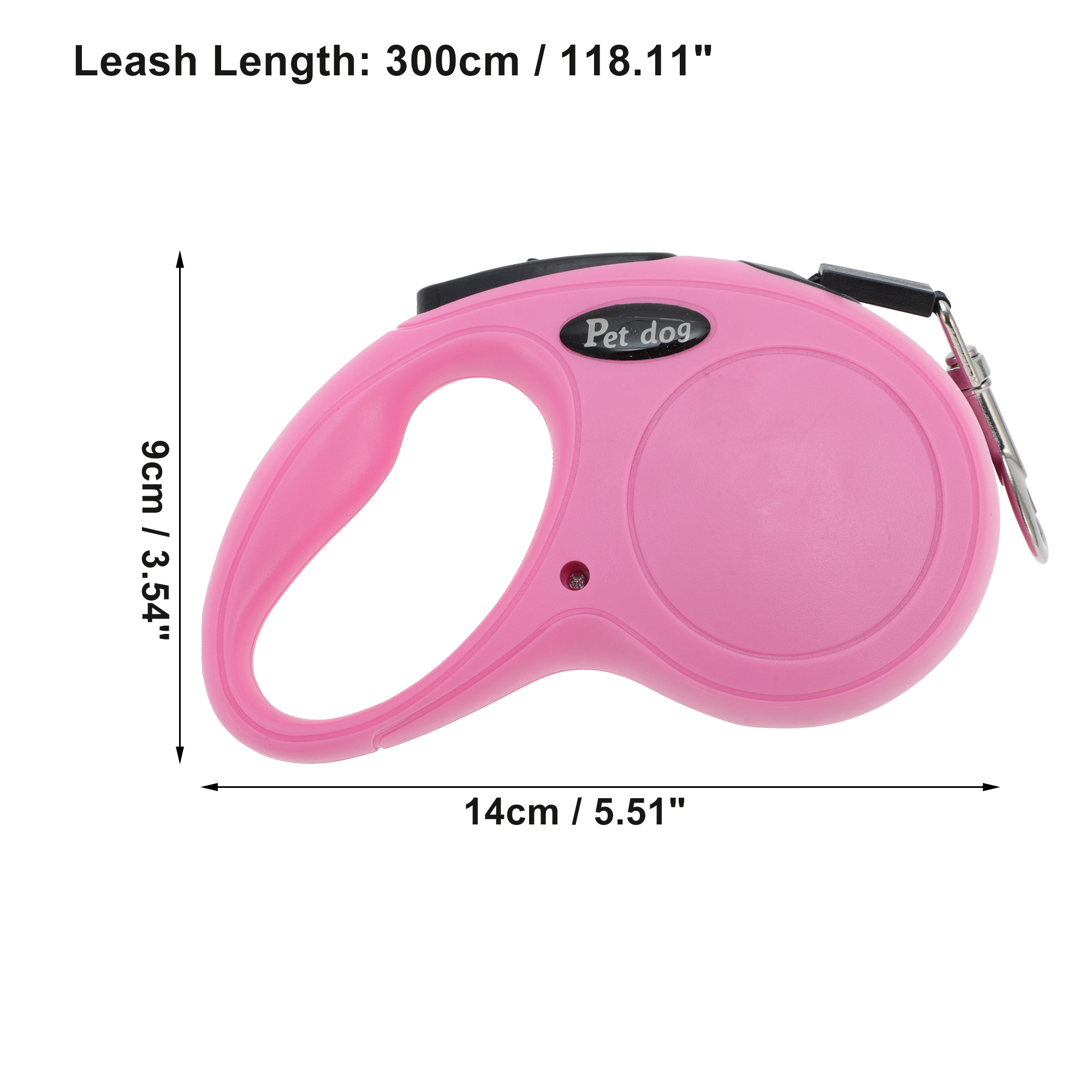 Unique Bargains Retractable Pet Leash Classic Dog Leash Soft Handle Pink 118.11"