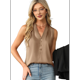 thumbnail image 2 of Camiseta Sin Mangas de Verano para Mujer, de Satén de Seda, con Cuello en V, Informal, de Negocios, Color Caqui, Talla L, 2 of 7